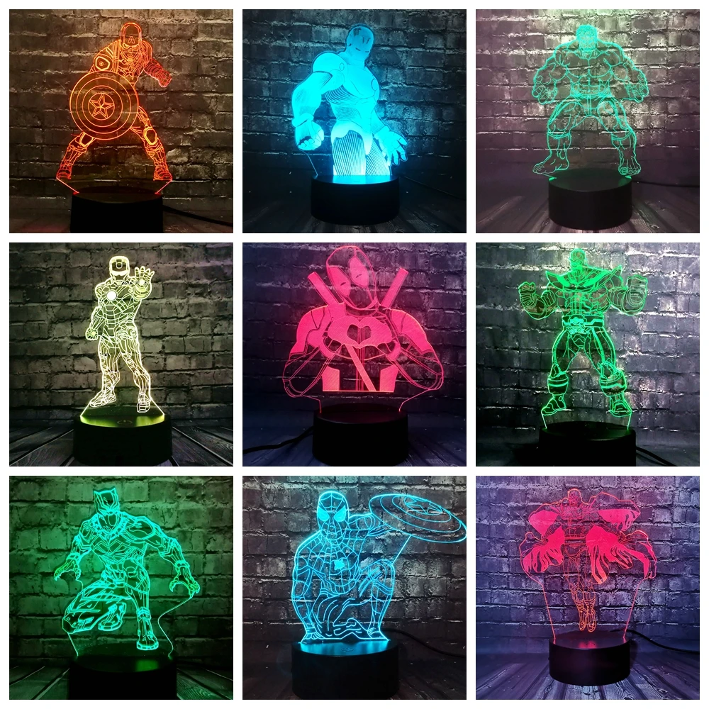 

3D Светодиодная Ночная лампа аниме капитан щит фигурка дети Дети Мальчик фанаты Спальня Декор логотип Прямая поставка манга ночник