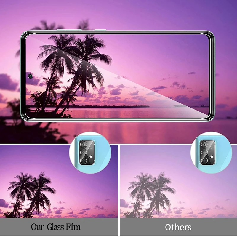 

4-in-1 9D Tempered Glass Screen Protectors for Samsung Galaxy A71 A51 A21S S21 Plus S20 A52 A72 M31 Protective Camera Lens Film