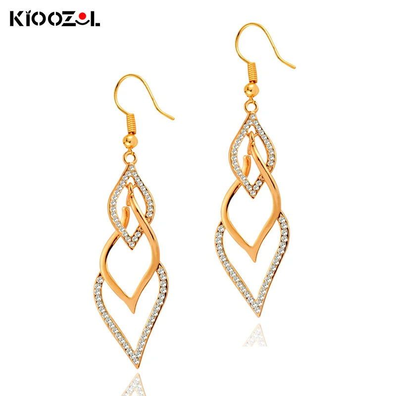 

KIOOZOL Simple Style Gold Silver Color Frame Hoop Micro Inlaid Cubic Zirconia Earrings For Women Fashion Jewelry Gifts 544 KO5