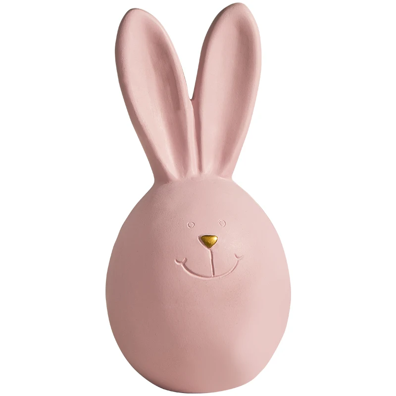 Nordic Cute Rabbit Resin Miniatures Pink Creative Modern Fashion Figurines Children's Room Table Decoration Accessories MM60XBJ | Дом и
