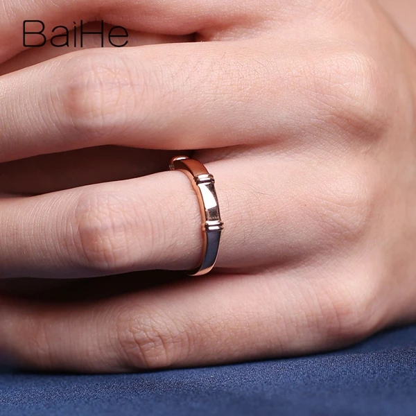 BAIHE, 14 к, розовое золото, H/SI, всего 0.13ct, натуральные бриллианты, обручальное кольцо, модное, хорошее ювелирное изделие, мужское кольцо, женское кольцо, пара колец