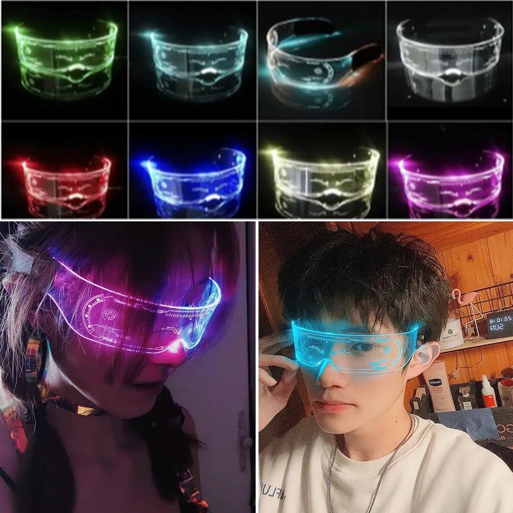 

LED Cool Luminous Glasses Flashing Neon Bar Party LED Glasses Light Up Decor DJ Shining Sunglasses Christmas Hallaween