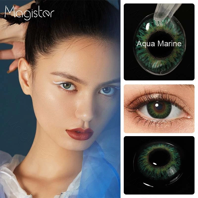 Цветные линзы для глаз 1 пара линз синие контактные цветные 3 тона