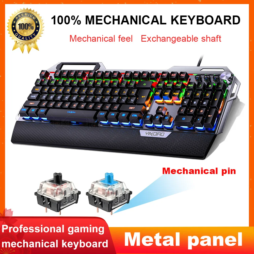 Mechanical Gaming Keyboard,104-key RGB LED backlit Computer Keyboard, Black blue Switch, Suitable for LOL PC Gamers/Windows Game pc computer gaming mechanical backlit keyboard hyperx alloy fps pro cherry mx red cyber sports