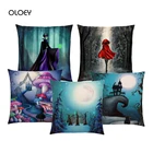 Квадратный чехол Алиса в стране чудес из полиэстера, милый кот, волшебная луна, ночью, коврик из страны чудес, украшение для дома, спальни, отеля 45x45 см.