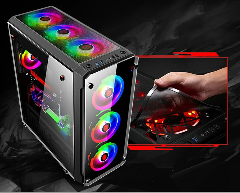 452*208*495 мм E-ATX diy игровой компьютер PC чехол боковая прозрачная стеклянная панель водяное охлаждение настольный корпус основной рамы