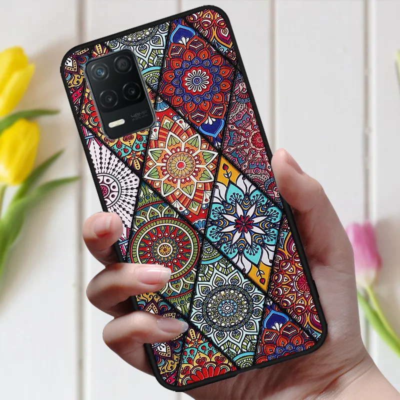3d emboss flower case for realme 8 5g 8i cover cute relief case for realme narzo 30 5g phone case realme 8i 7 5g 8 pro coque free global shipping