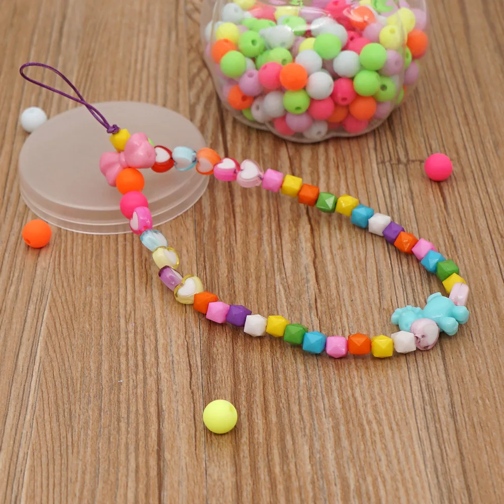

New Korean Colorful Acrylic Smile Flower Beads Chain for Mobile Phone Anti-lost Cord Strap Wristband Bracelet Multi-use Lanyard