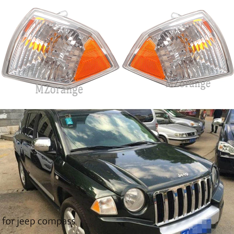Luces de señalización de giro de esquina delantera, faro de luz de estacionamiento izquierda y derecha para Jeep Compass 2007, 2008, 2009, 2010