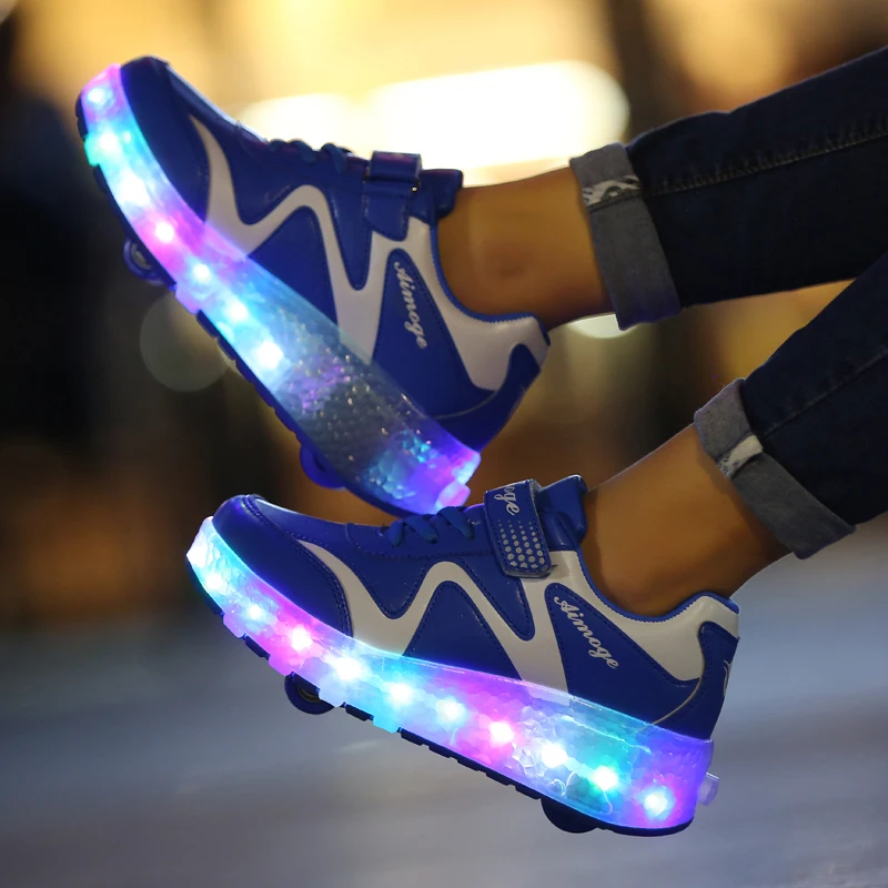 New Children Roller Skate Shoes Boys Girls Automatic Jazzy LED Lighted Flashing Skates Kids Sneakers With One/Two Wheels | Детская
