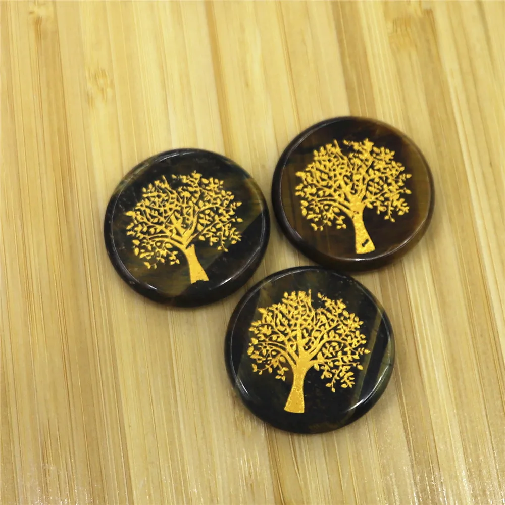 Гравировкой символ полированный ладони камень реики 7 Чакра в стиле тигровый