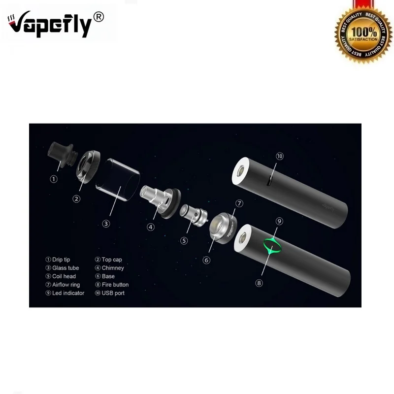 Оригинальный комплект Vapefly Galaxies MTL 30 Вт 1400 мАч аккумулятор с атомайзером 1 8 мл