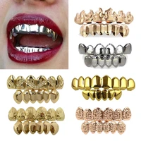 1 golden tooth braces punk hip hop up and bottom grillz dental mouth fang grills vampire cap cosplay party rapper jewelry gifts