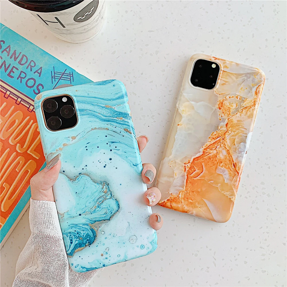 Новые мраморные чехлы для телефонов iPhone 11 Pro Max Чехол глянцевый мраморный Мягкий