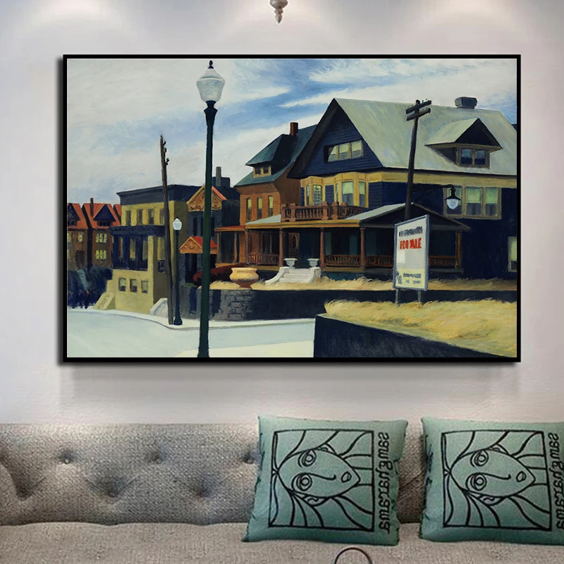 Классическое абстрактное искусство дом здание холст живопись пейзаж постер для