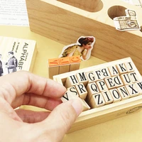 26pcsset cute english alphabet digital letters seal set diy wooden rubber stamps for scrapbooking stationery standard stamp