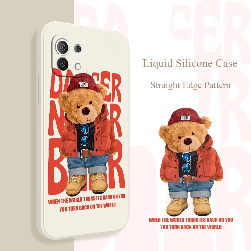 

Cool Bear Liquid Case For Xiaomi Mi11 lite Ultra 11i 10T 9T Pro Lite 10 10S 9 8 lite Pro Poco F2 X2 F3 Pro Soft Phone Back Cover