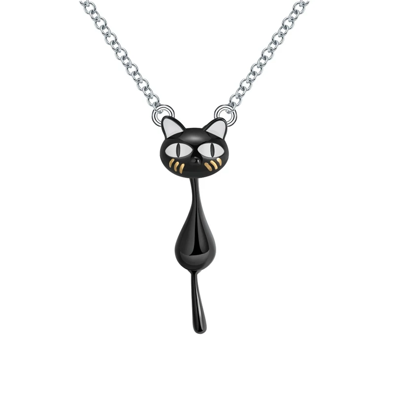 SN101 ORSA JEWELS подлинное серебряное ожерелье с подвеской из 925 пробы с черным пистолетом и кошкой, висящее ожерелье с выемками для ходячих кошек, подарок SN98 - Цвет камня: SN101