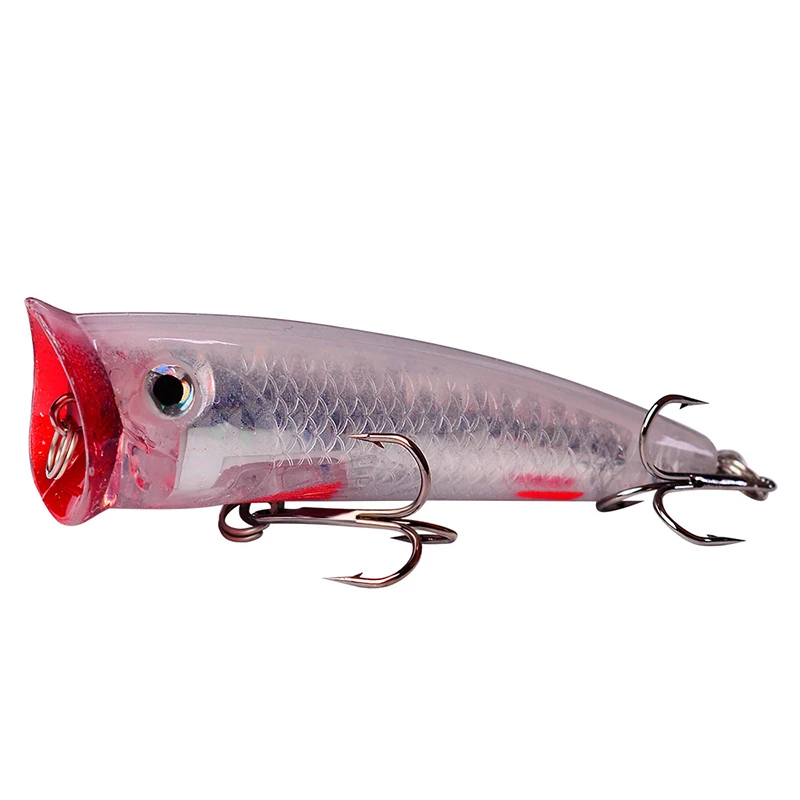 

6Pcs Popular 7.5cm 10.5g Popper Fishing Lure Hard Artificial Bait with 2 Treble Hooks Fishing Wobblers Crankbait Pesca Iscas