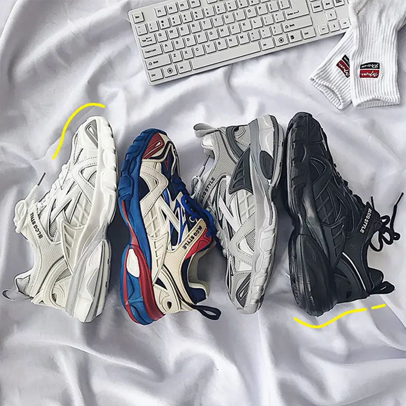 

Women black Thick Shoes Chunky Sneakers Autumn Girl New Fashion Brand Shoes Ice Cream shoes daddy shoes MEN Inkjet running shoes
