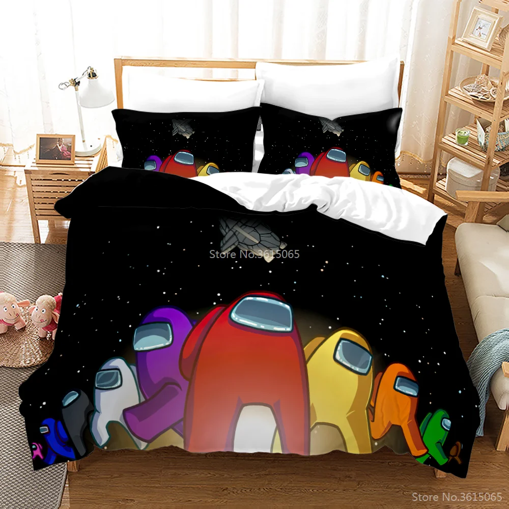 

New 3D Among Us Printed Bedding Set Cartoon Linen Bedclothes Boy Girls Single Double Twin Full Queen King Size for Bedroom Decor