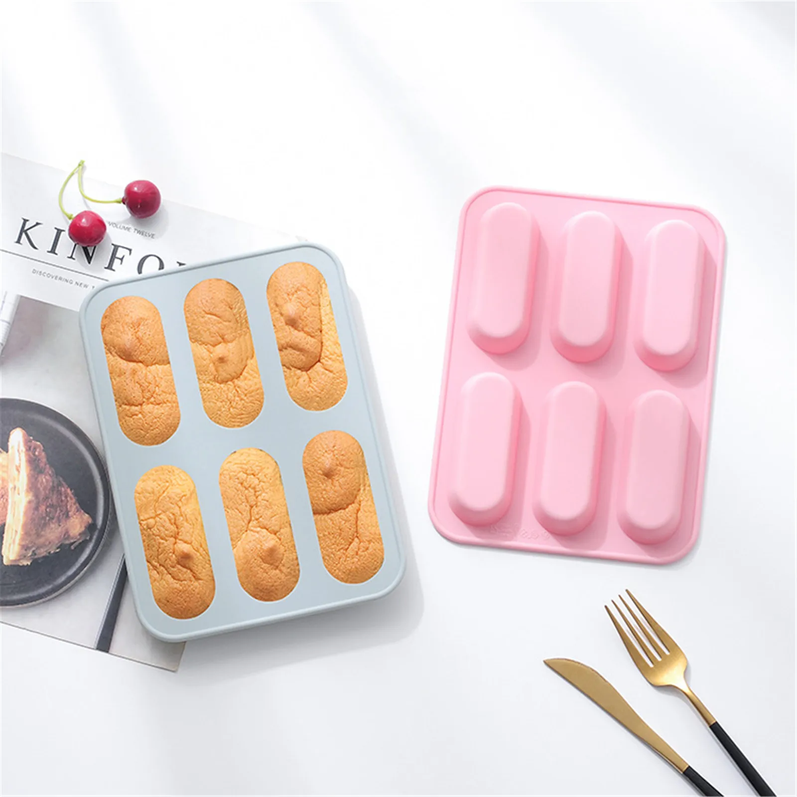 

VOGVIGO Silicone Mold European Bread Silicone Bakeware Household Steamable 6 Finger Non-Stick Round Kitchen Baking Tools