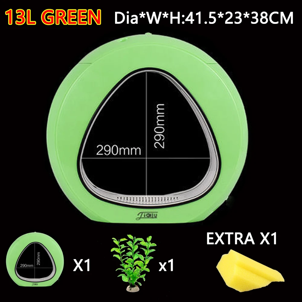 13L Green 4L 6L 13L экологии аквариума интеграции фильтр светодиодный светильник Системы Mini Nano бак офисный Настольный аквариум 110 V-240 V - Цвет: 13L Green