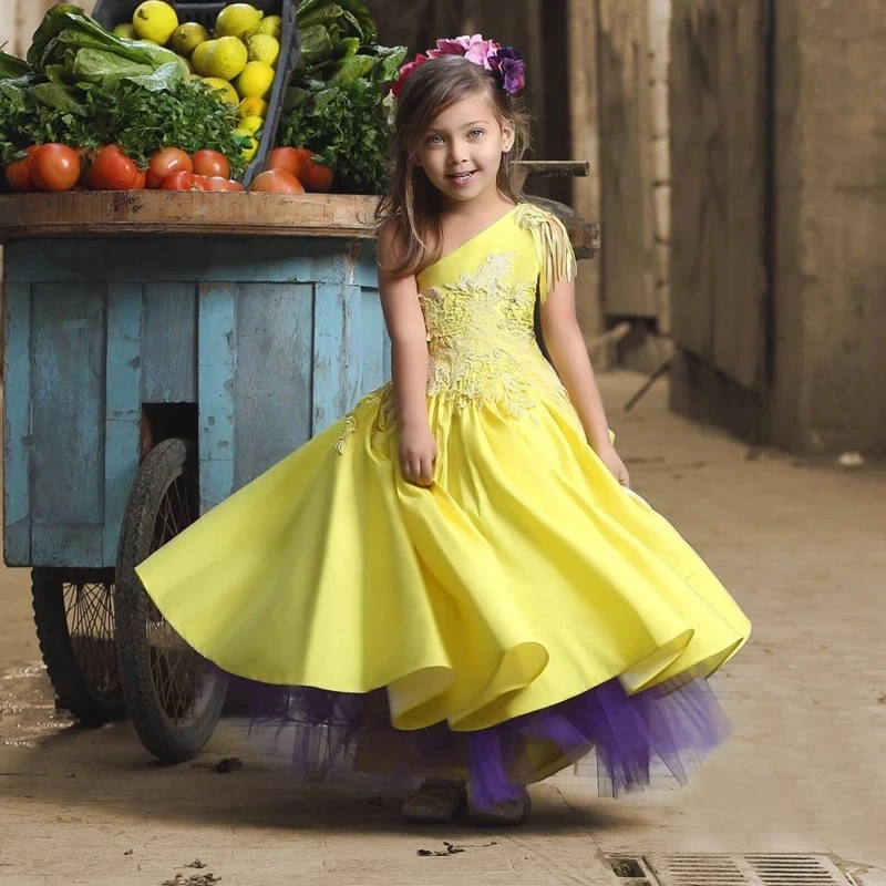 

Flowers Tulle Layers Flower Girl Dresses Flower Emboridery First Communion Dress Elegant Girl Princess Dress New Year Birthday