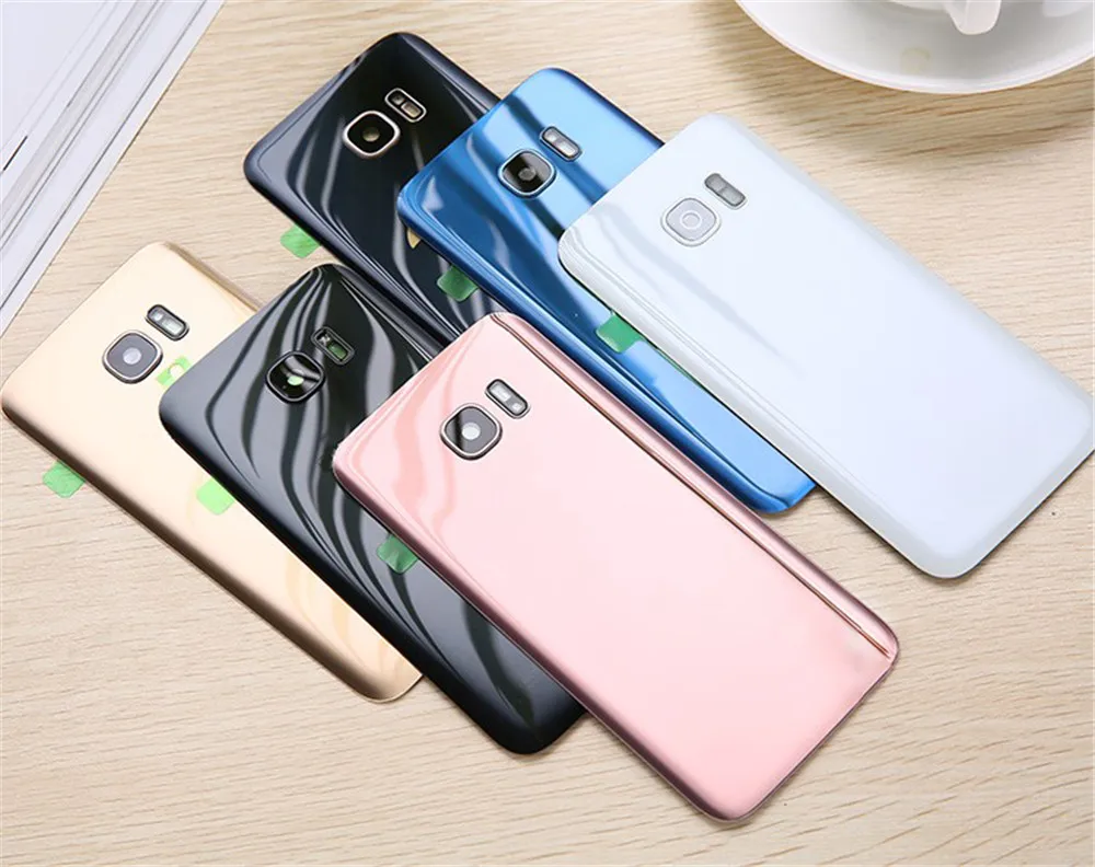 Для SAMSUNG Galaxy S7 G930F/S7 EDGE G935F Задняя стеклянная крышка батарейного отсека задняя дверь Корпус чехол Задняя стеклянная крышка с логотипом
