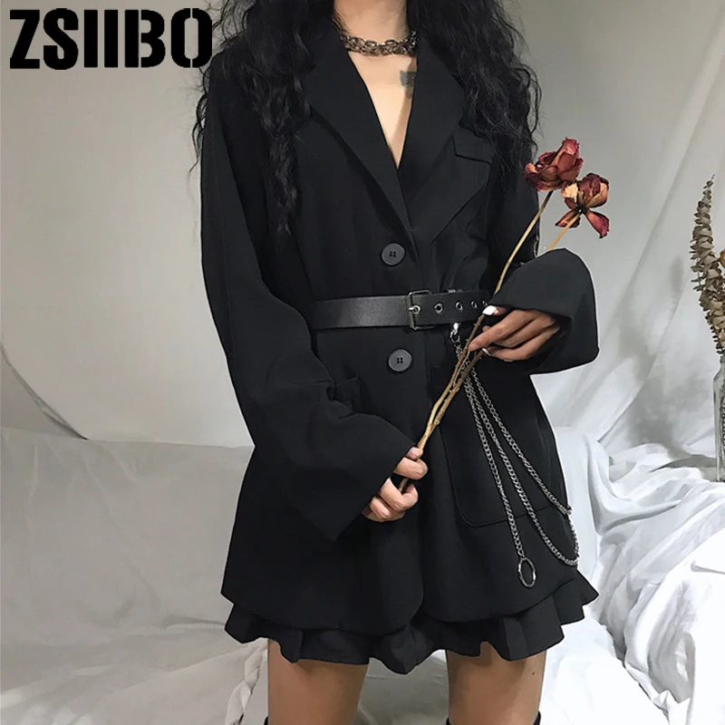 Женский Однобортный блейзер с поясом готический маленький офисный пиджак