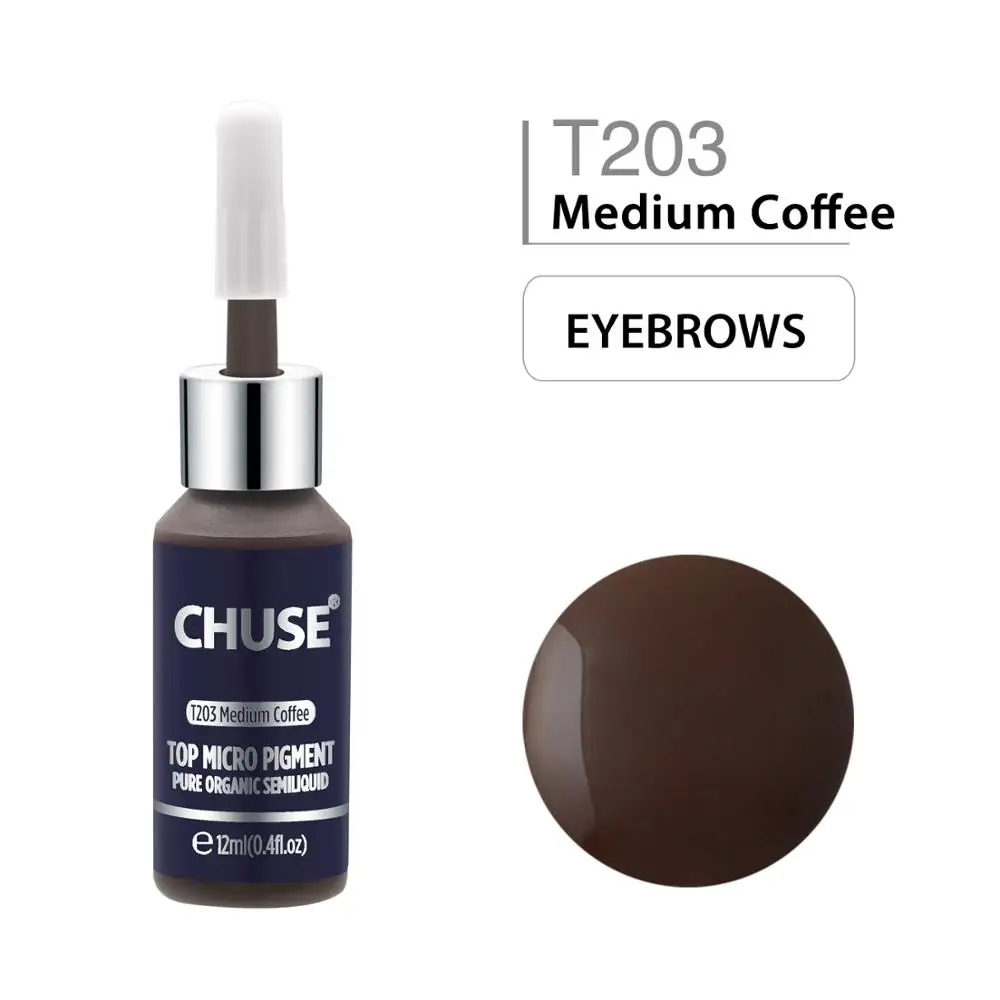 

CHUSE T203 Medium Coffee Microblading Micro Pigment Permanent Makeup Tattoo Ink Cosmetic Color Passed SGS,DermaTest 12ml(0.4floz