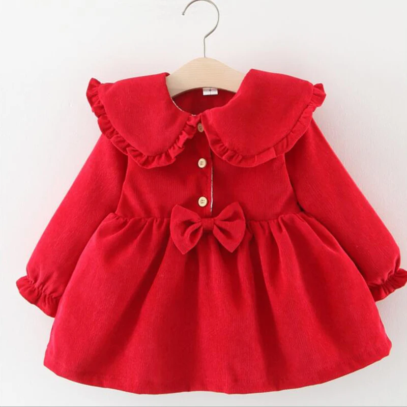 Платье принцессы для маленьких девочек Весеннее однотонное детское платье с