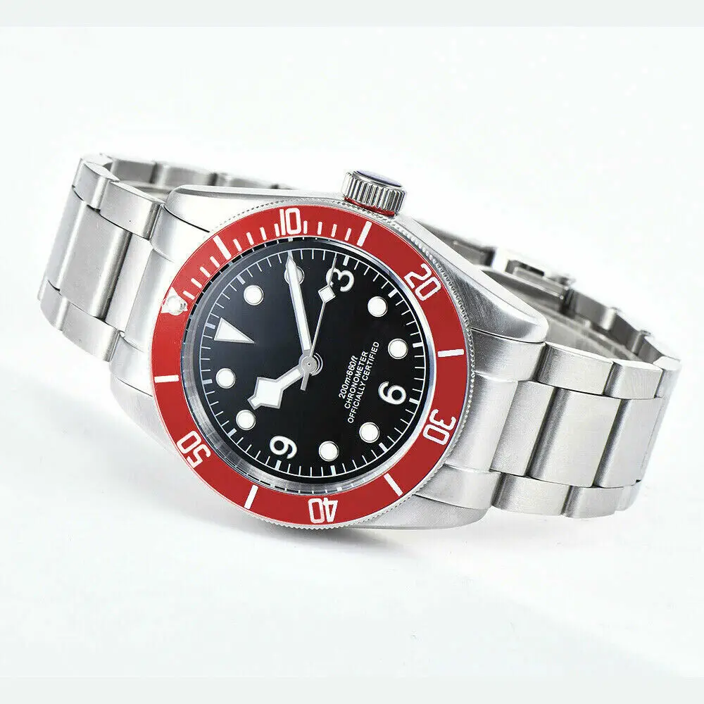 Мужские автоматические механические наручные часы corgтеле 41 мм 316L ss с красной