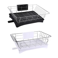 stainless steel single layer dish rack kitchen organizer storage drainer drying plate shelf sink knife fork container accessory