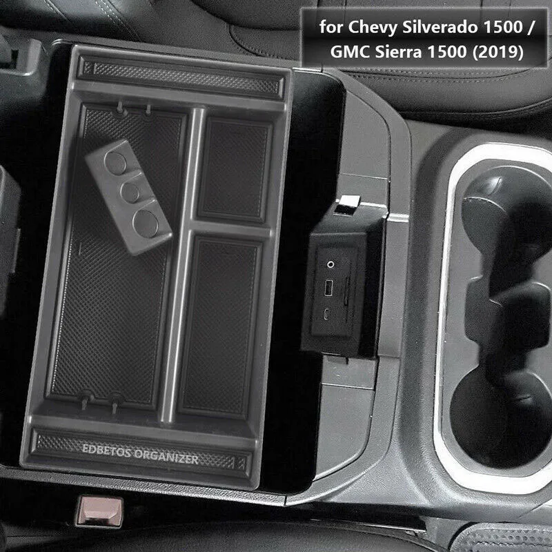 Черный Автомобильный органайзер для центральной консоли лоток Chevy Sierra 1500 2019