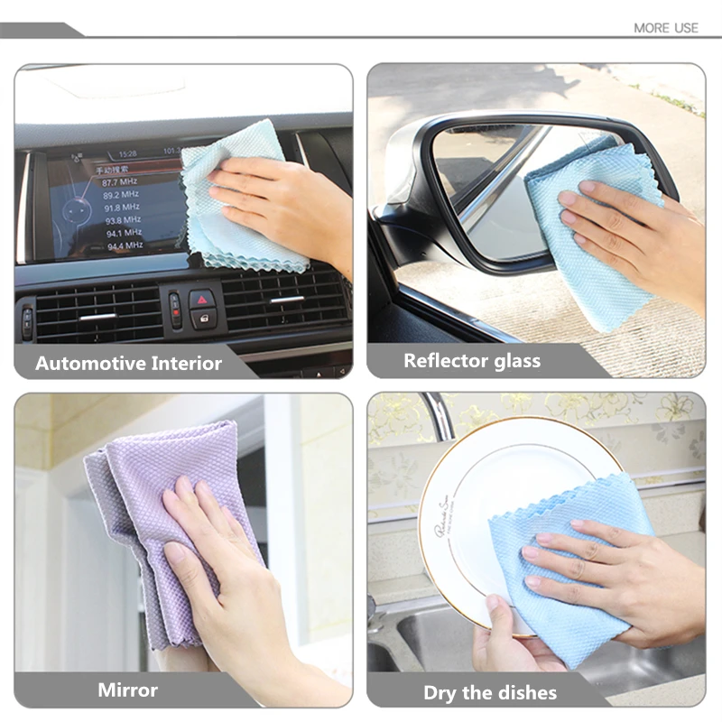 

3PCS Mirror glass cleaning cloth french terry no water marks scale towel remove fog car window wipes waffle home rags 30/40CM