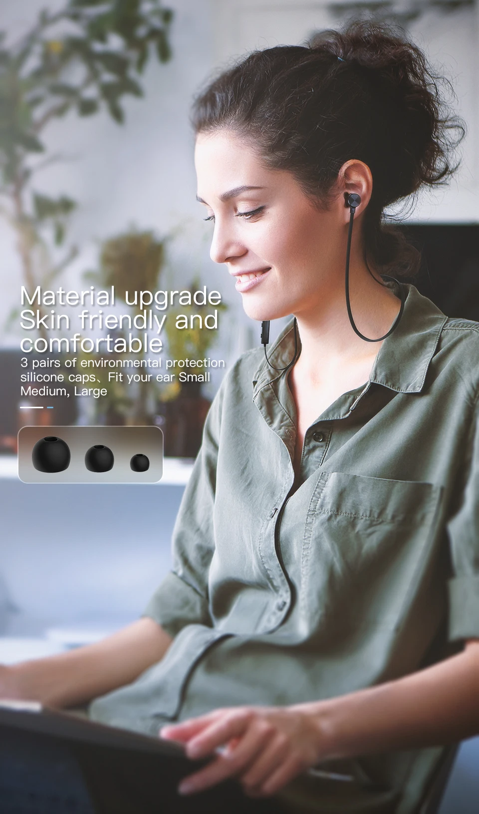 KUULAA, Bluetooth наушники, беспроводные наушники, шейные, спортивные, свободные руки, вкладыши, Bluetooth гарнитура для телефона, Fone de Ouvido