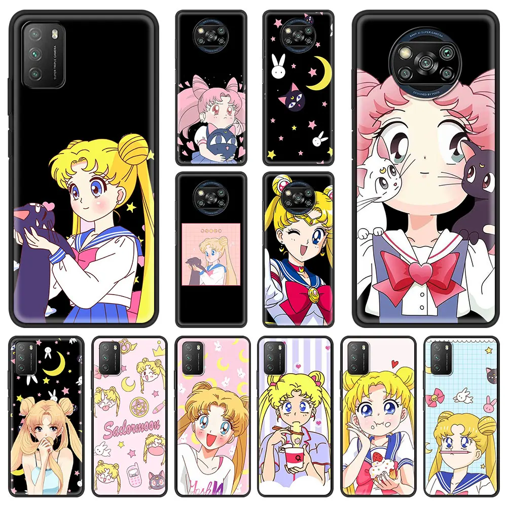 

Милый чехол для телефона с аниме Kawaii m-Moon Love для Xiaomi Mi Poco X3 NFC M3 Pro F3 Note 10 Lite 11 Ultra 10T Pro 5G 9T, мягкий чехол