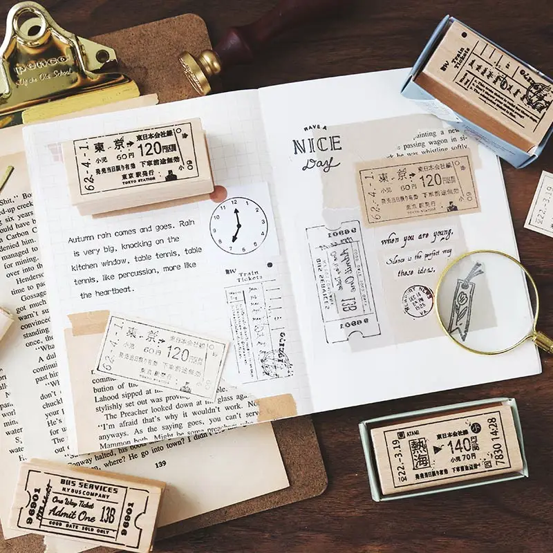Серия памяти путешественника ретро украшения для билетов штамп деревянные