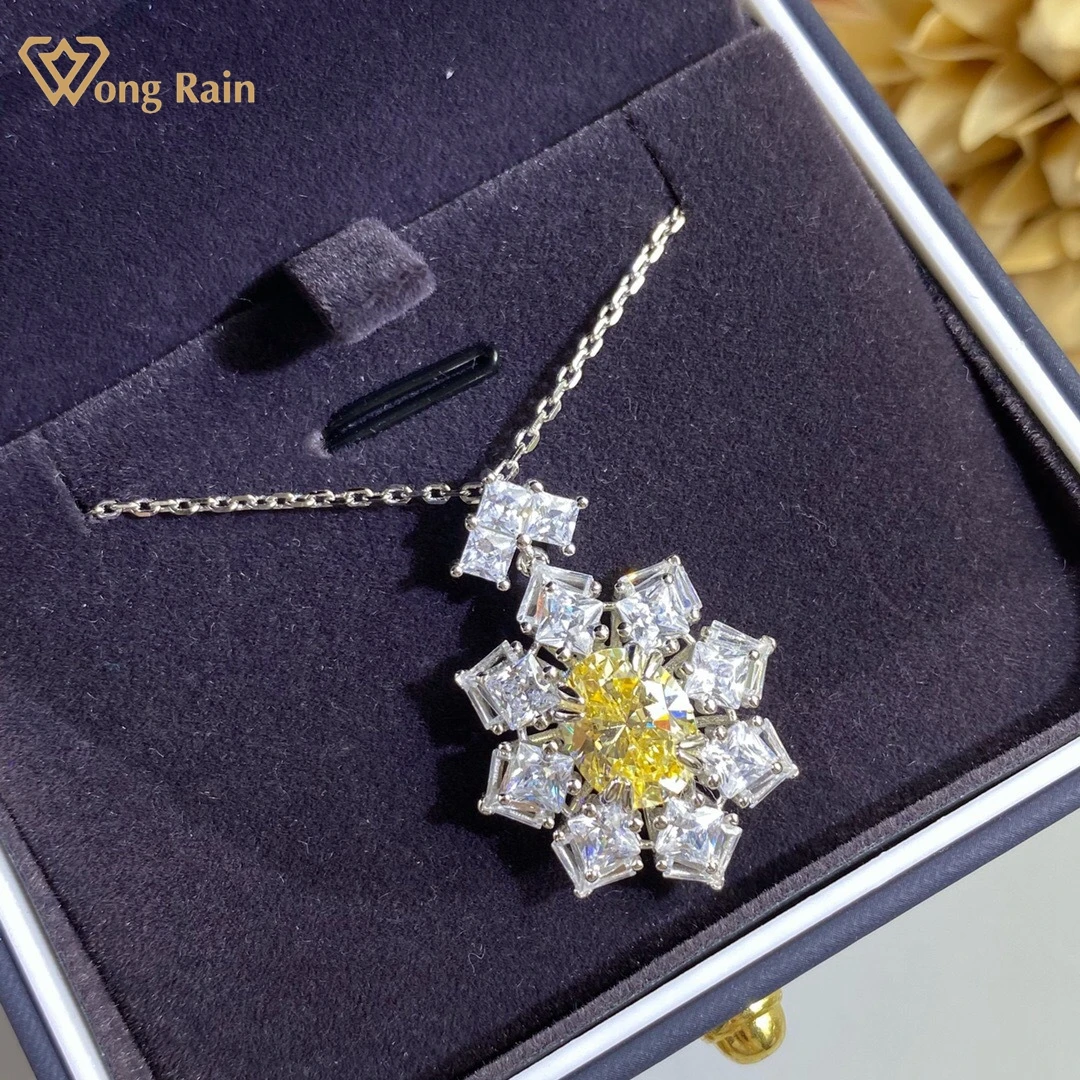 

Wong Rain, роскошное серебро 925 пробы, овальная огранка, созданная Moissanite, цитрин, драгоценный камень, вечерние восьмиугольная подвеска, ожерелье,...