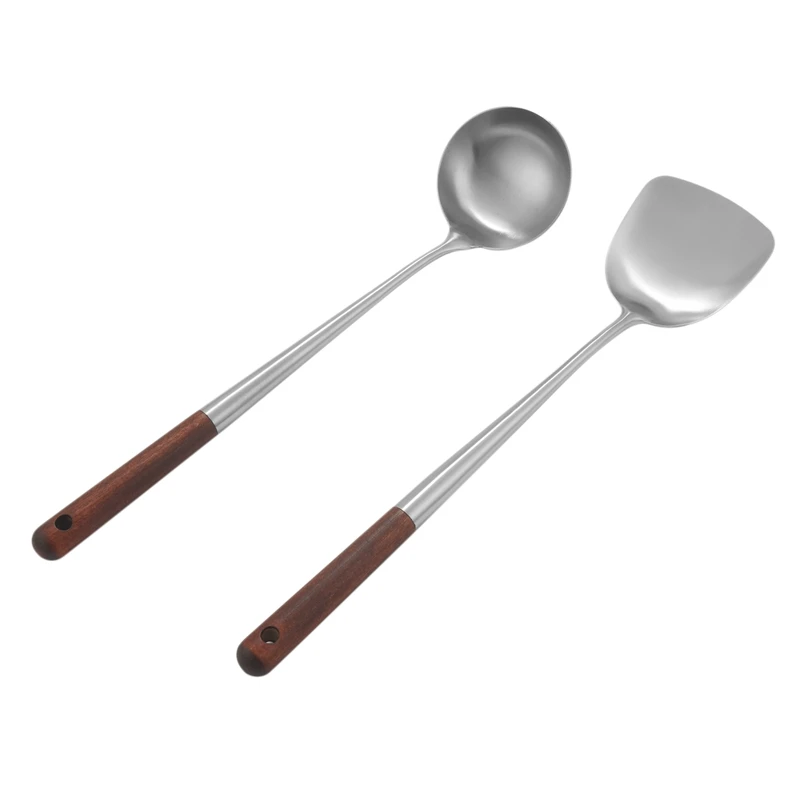 

Wok Spatula and Ladle Tool Set, 17 Inches Spatula for Wok, Stainless Steel Wok Spatula
