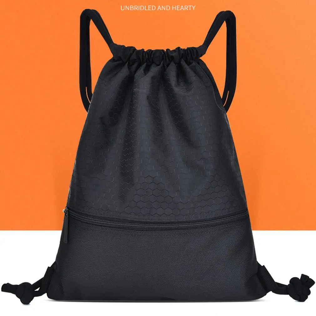 

Large Capacity Nylon Waterproof Zipper Drawstring Backpack Outdoor Sport Fitness Storage Bag Thick Rope Polyester Ball Bag