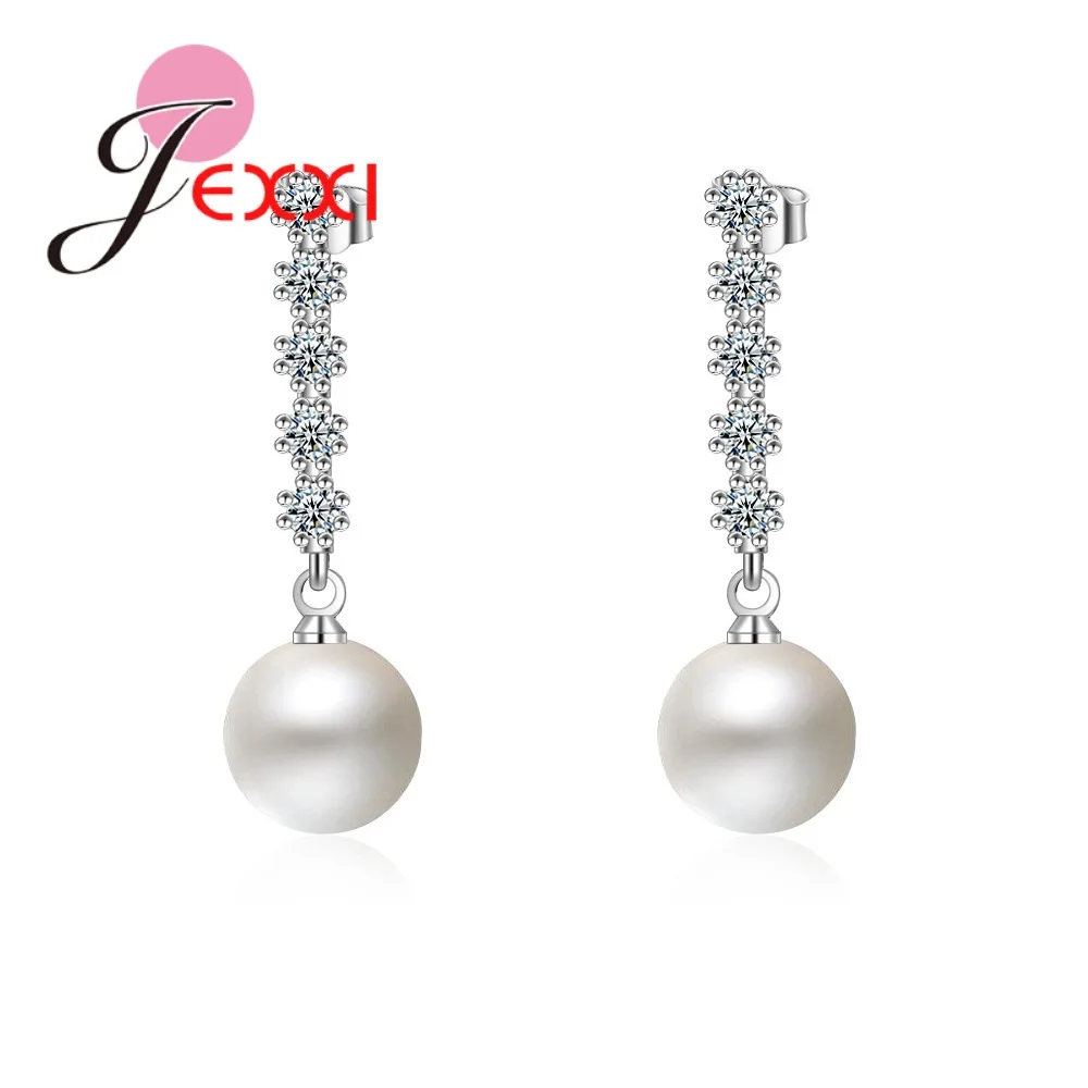 Корейские длинные висячие серьги с жемчугом для женщин круглые геометрические 925