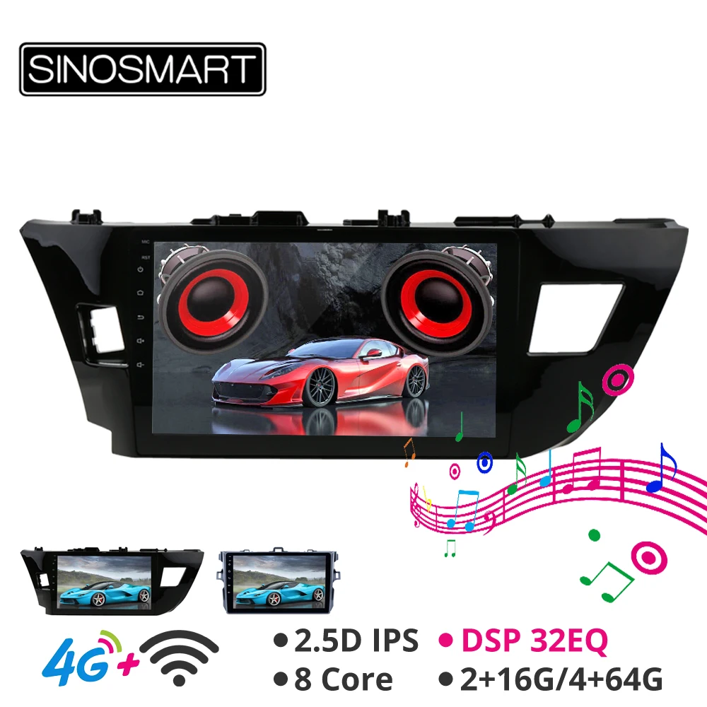 SINOSMART 2.5D ips Android 8,1 автомобильный Радио gps навигатор плеер для Toyota Corolla/Lewin 32EQ DSP, 4G ram опционально