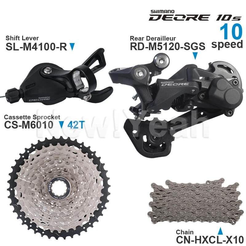 Shimano deore 10 speed groupset incluem m4100 shifter m4120 m5120 desviador traseiro cassete 42t 46t 50t e peças de bicicleta corrente x10