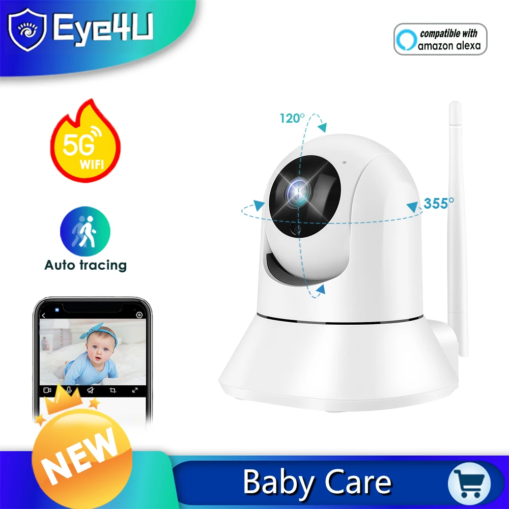 

Baby Monitor 5G WiFi Security IP Camera 1080P Alexa Echo Pet Child Care Home Guard Auto Tracking Two Way Audio Alert push