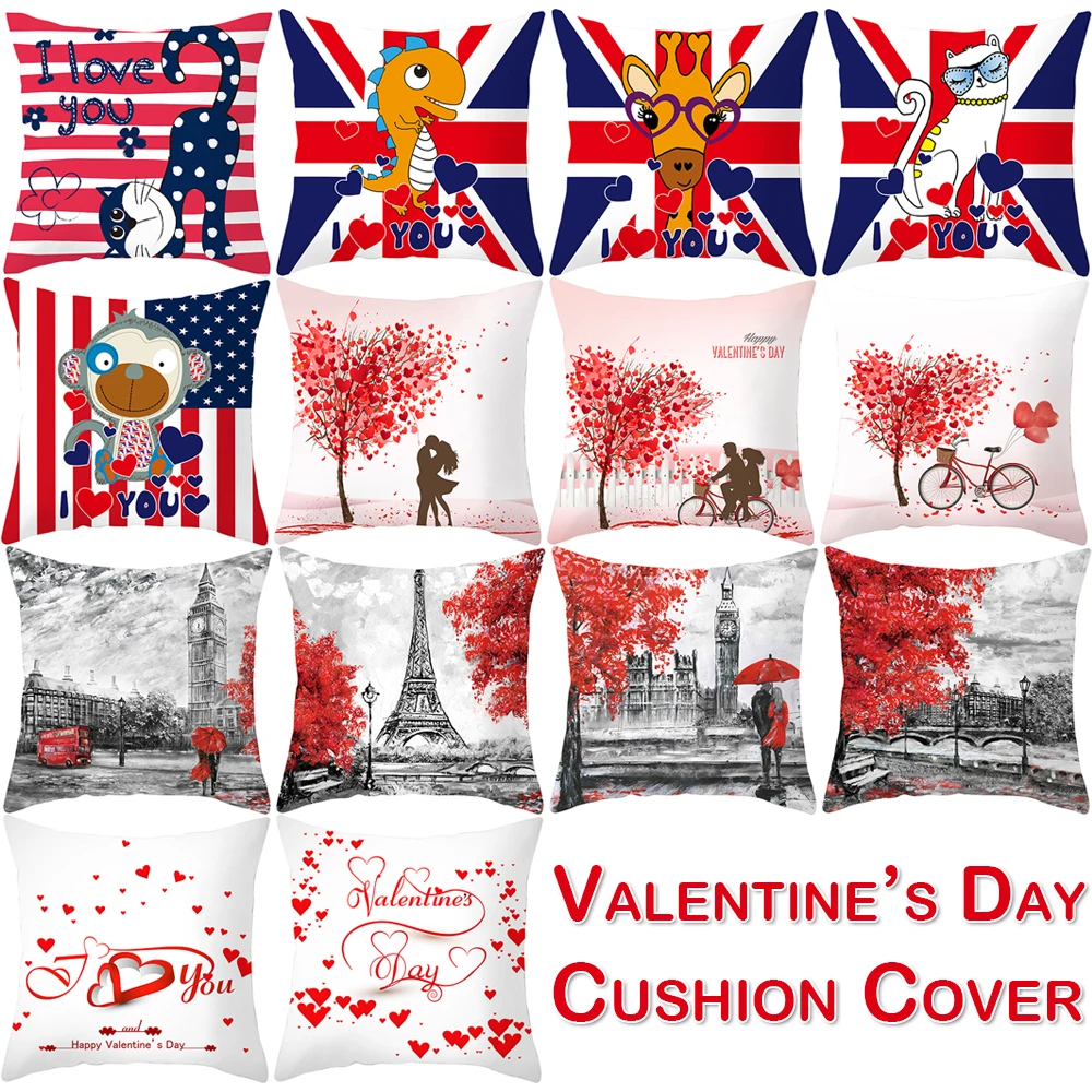 45x45 см наволочка из хлопка и льна на День святого Валентина декоративная для