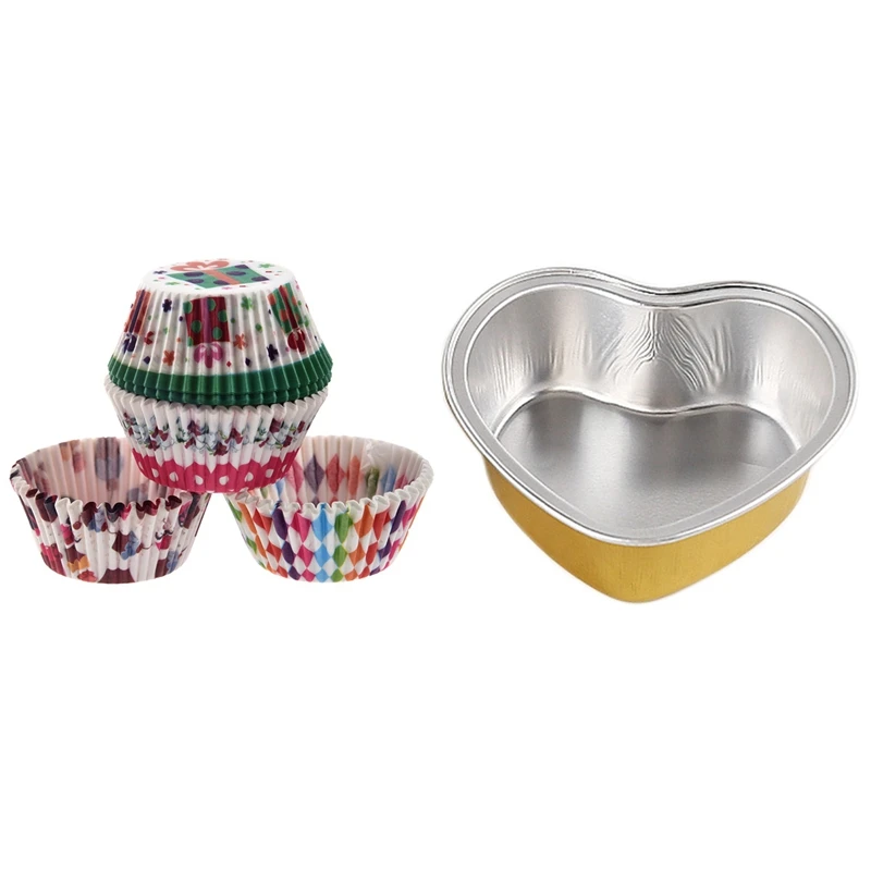 100 шт. бумажный стакан для торта Формы кексов случайный узор и цвет 50 в форме