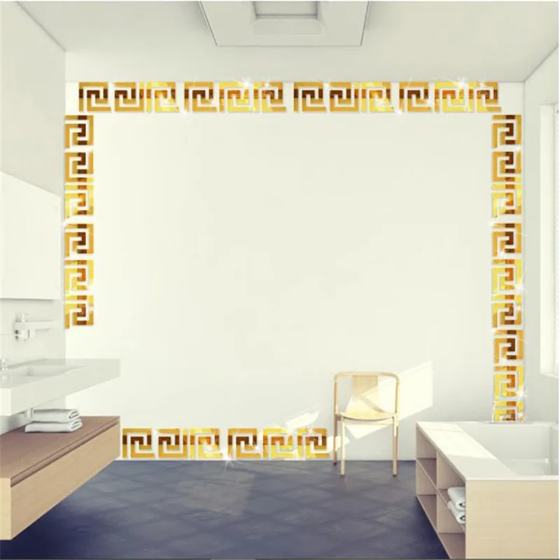 10 шт 10*10 см или 20 шт 5*5 см линия талии Зеркальная Наклейка DIY современная акриловая зеркальная Настенная Наклейка s для гостиной украшения дома