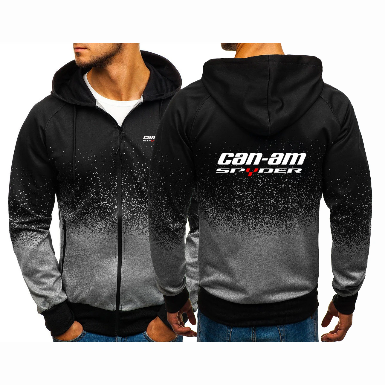 

2021 Men's CAN-AM printing Spring Autumn Hoodies Zipper jackets Male Harajuku Sweatshirts Casual Gradient Color Leisure Coats